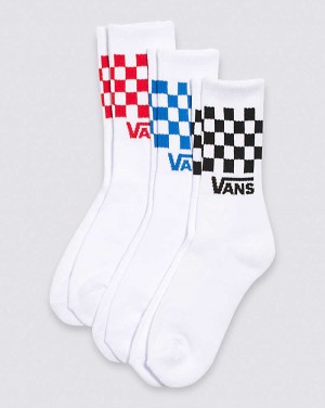 Vans Check Crew 3-Pack Socken Kinder Weiß | Österreich QPOWAT926