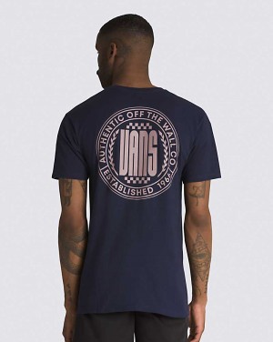 Vans Circle Racer Lockup T-Shirt Herren Navy | Österreich LEDWMU174