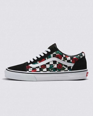 Vans Customs Checkerboard Roses Old Skool Schuhe Damen Mehrfarbig | Österreich KHJIXM837