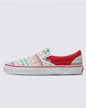 Vans Customs Christmas Pullover Slip-On Schuhe Herren Weiß | Österreich ZCPQGJ759