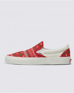 Vans Customs Christmas Pullover Slip-On Schuhe Herren Rot | Österreich MZGKHW361