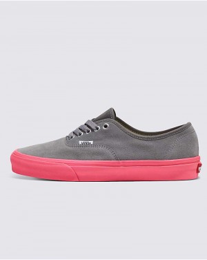 Vans Customs Elevated Wildleder Neon Pink Sole Authentic Schuhe Herren Grau | Österreich TDSLQM672