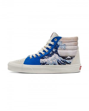 Vans Customs Image Library Wave Sk8-Hi Schuhe Damen Blau Weiß | Österreich SMRTQP075