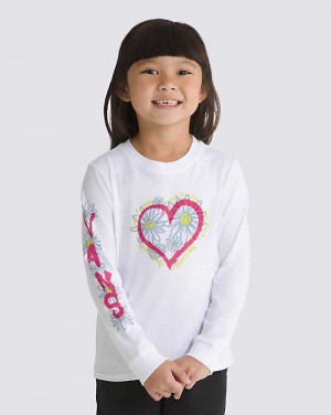 Vans Kleine Kinder Daisy Hearts Long Sleeve T-Shirt Kinder Weiß | Österreich FOLRPK912