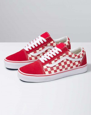 Vans Primary Check Old Skool Schuhe Damen Rot Weiß | Österreich MTNKSA132