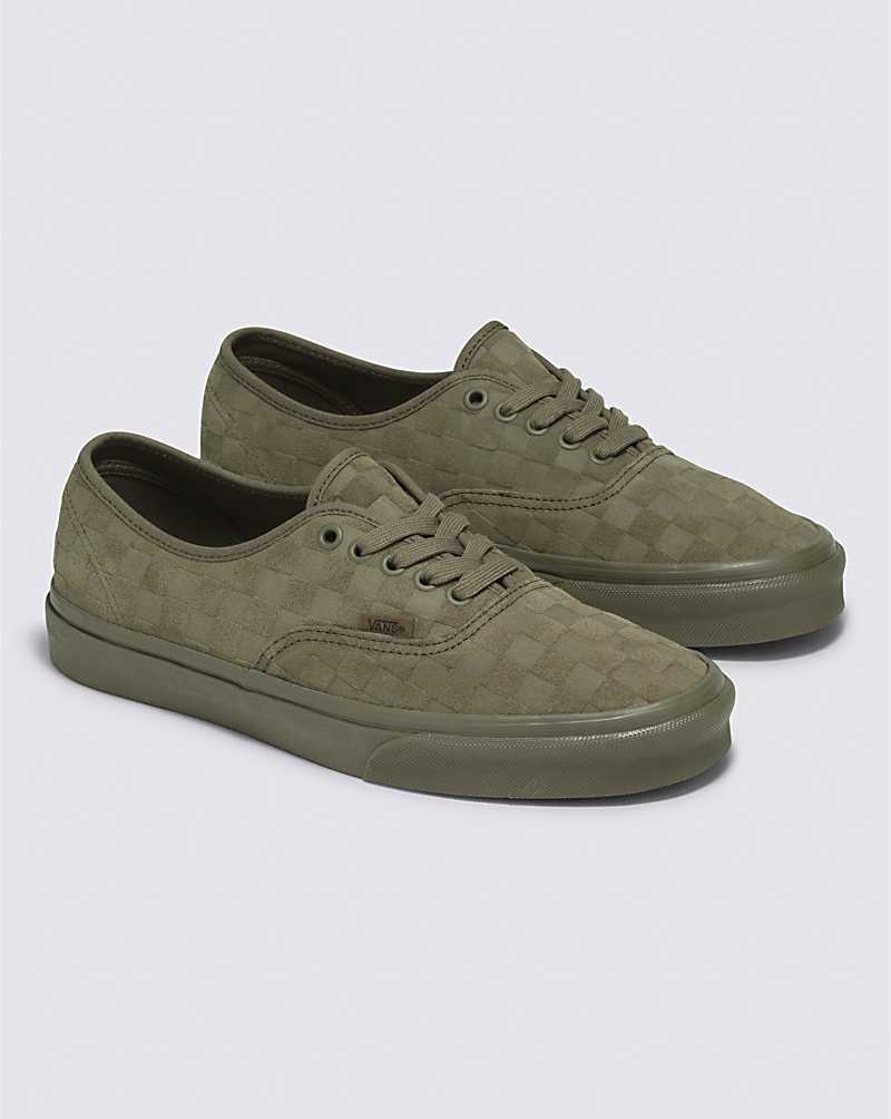 Vans Authentic Mono Checkerboard Schuhe Damen Olivgrün | Österreich ZLXEKI732