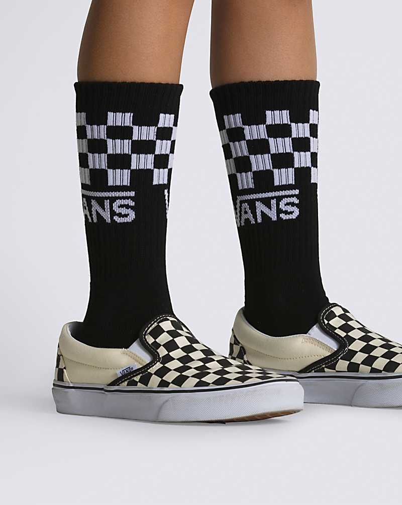 Vans Check Crew 3-Pack Socken Kinder Weiß Schwarz Grau | Österreich MYZAPD721