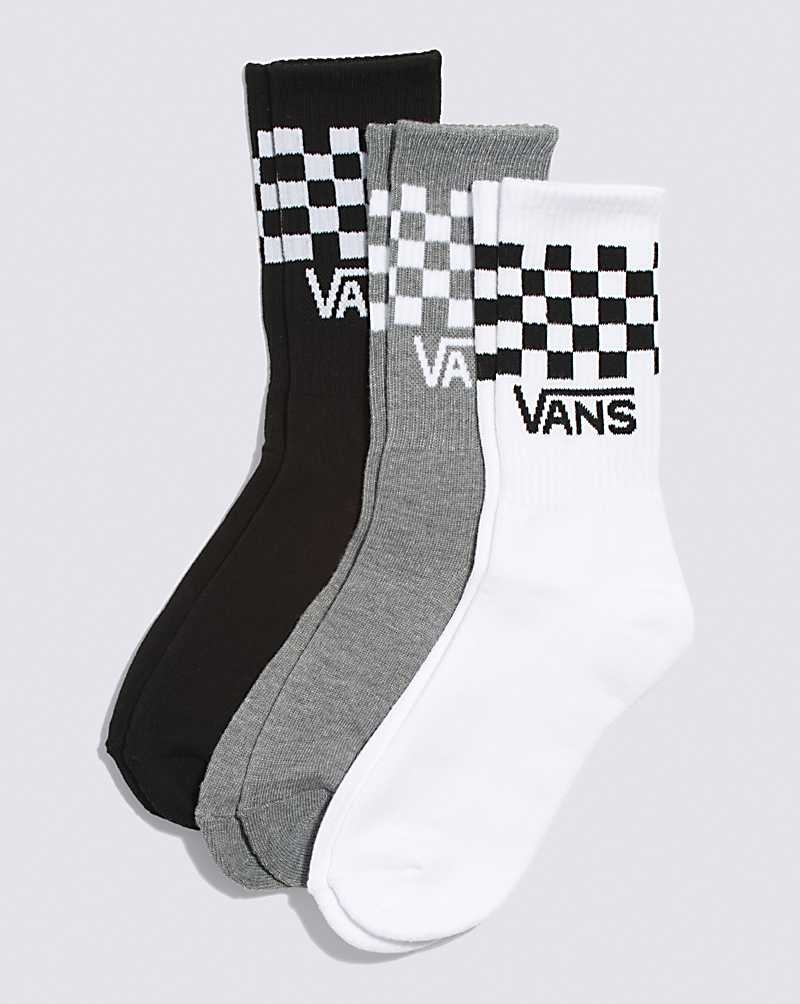 Vans Check Crew 3-Pack Socken Kinder Weiß Schwarz Grau | Österreich MYZAPD721