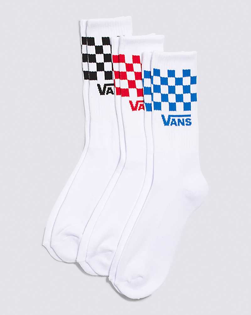 Vans Check Crews 3-Pack Socken Herren Weiß | Österreich NHKRCA275