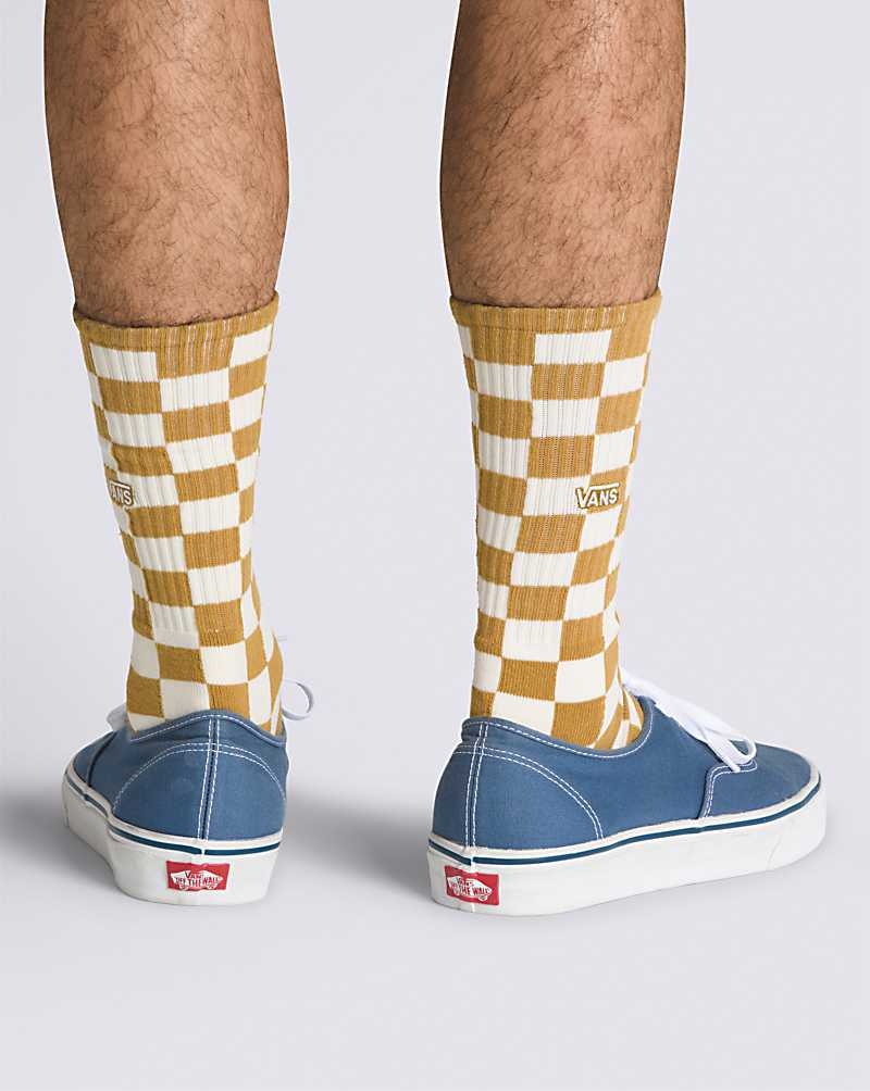 Vans Checkerboard Crew Socken Herren Gelb | Österreich UAOCDH357