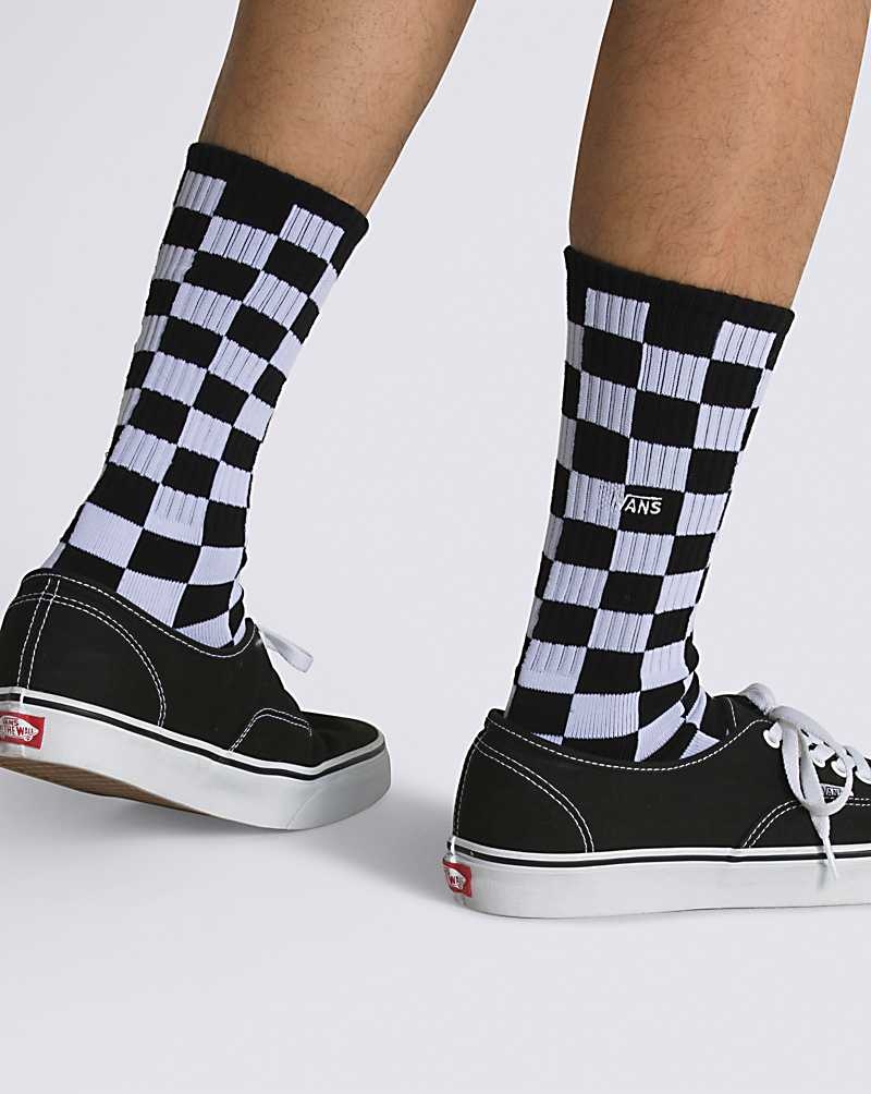 Vans Checkerboard Crew Socken Herren Schwarz Weiß | Österreich FLJTPD201