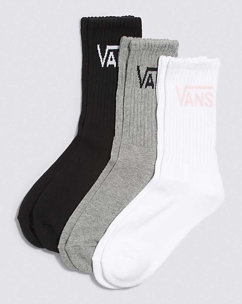 Vans Classic Crew 3-Pack Socken Damen Weiß Schwarz Grau | Österreich VFPMTL391