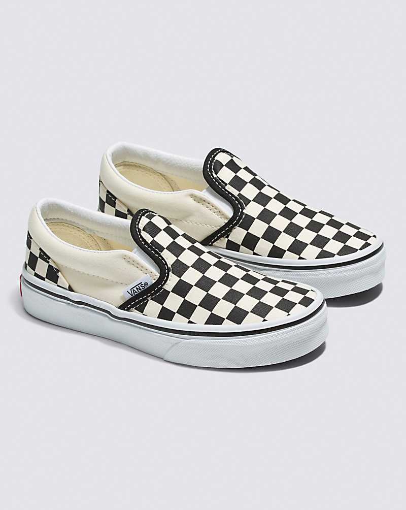 Vans Classic Slip-On Checkerboard Schuhe Kinder Schwarz Weiß | Österreich ONJZGI235