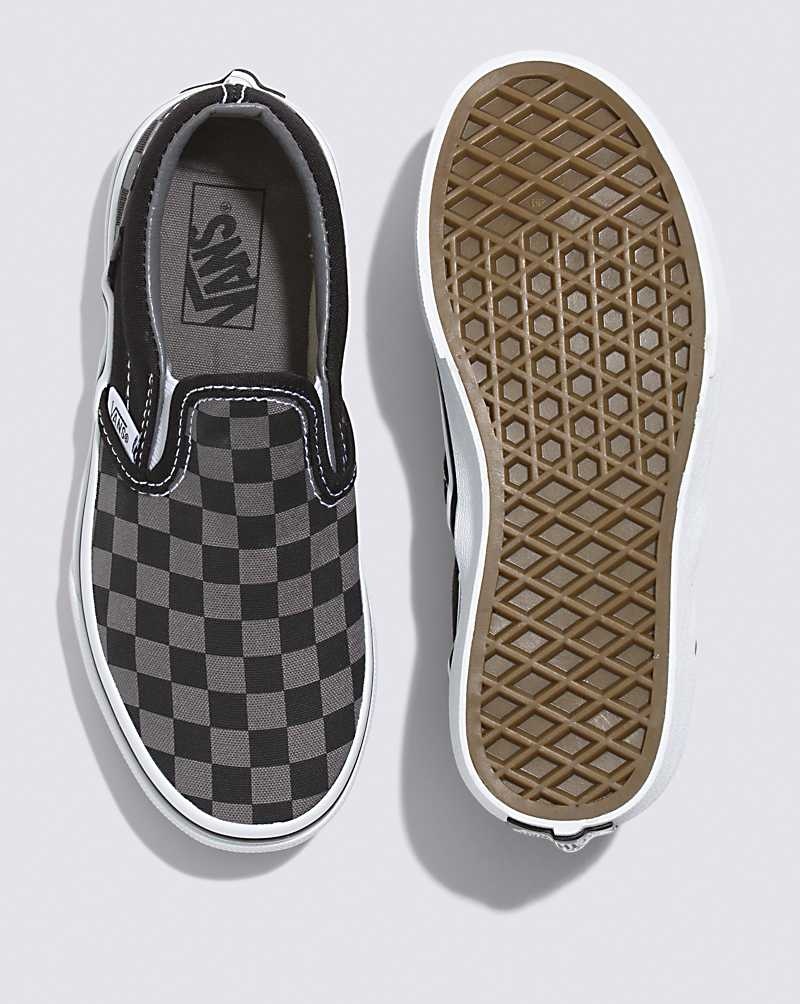 Vans Classic Slip-On Checkerboard Schuhe Kinder Schwarz Grau | Österreich UKDHQL984