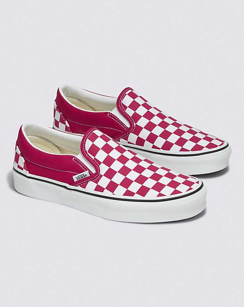 Vans Classic Slip-On Checkerboard Schuhe Damen Rot | Österreich VSGKXT052