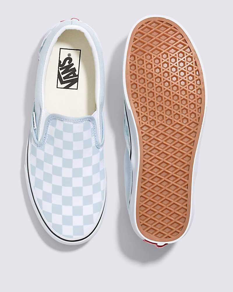 Vans Classic Slip-On Checkerboard Schuhe Damen Blau Weiß | Österreich WUPZLN428