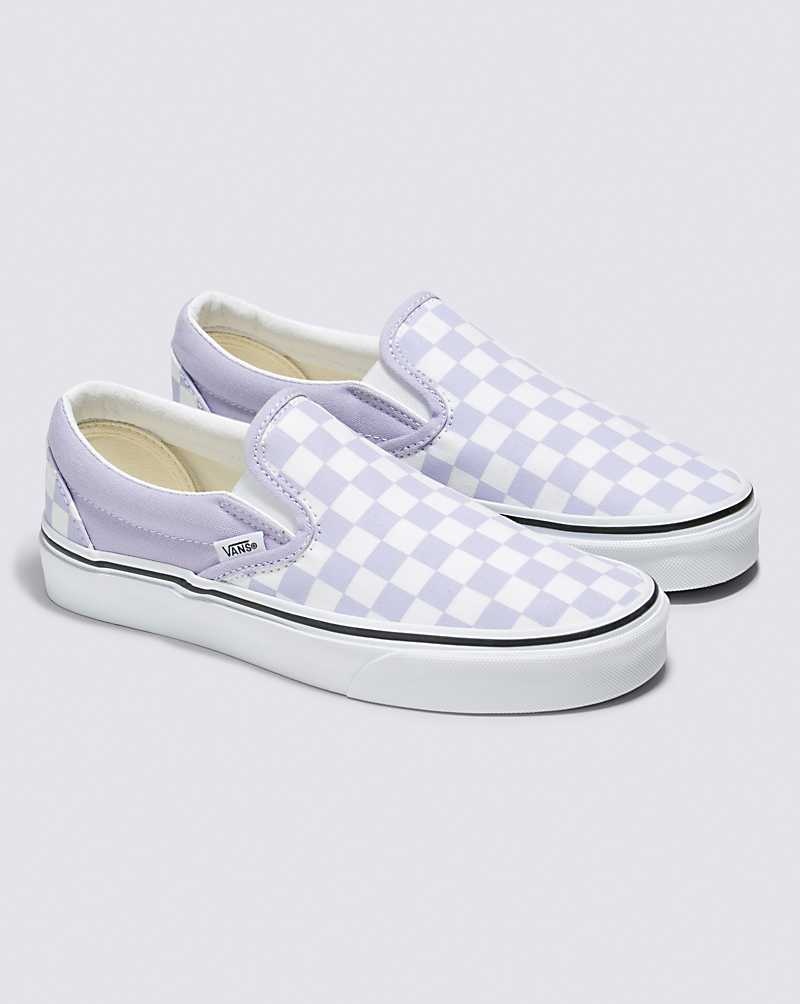 Vans Classic Slip-On Checkerboard Schuhe Herren Lila | Österreich ZTIYJN481