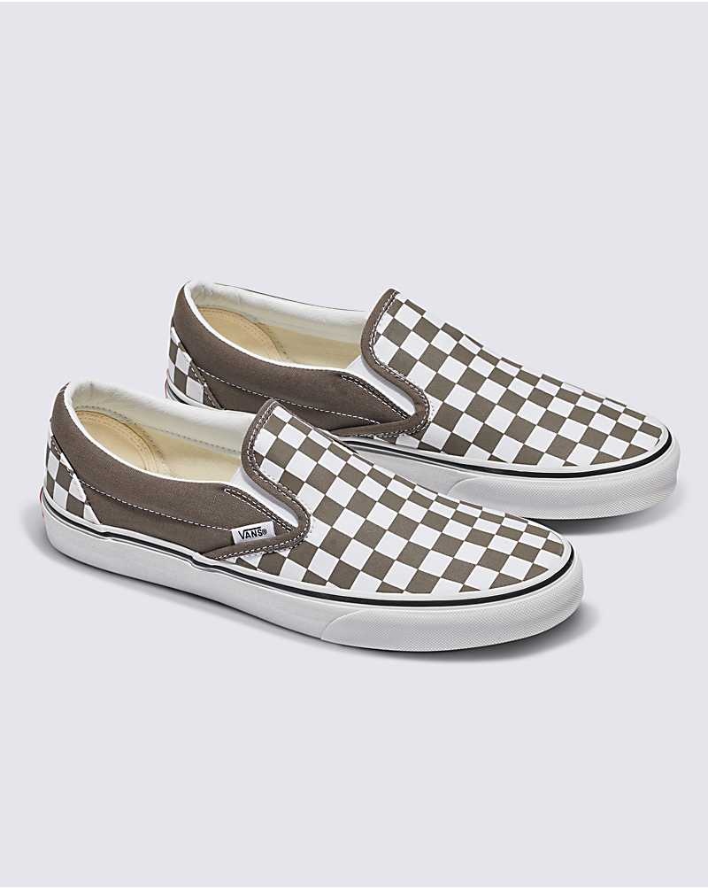 Vans Classic Slip-On Checkerboard Schuhe Herren Khaki | Österreich YBQOKI904