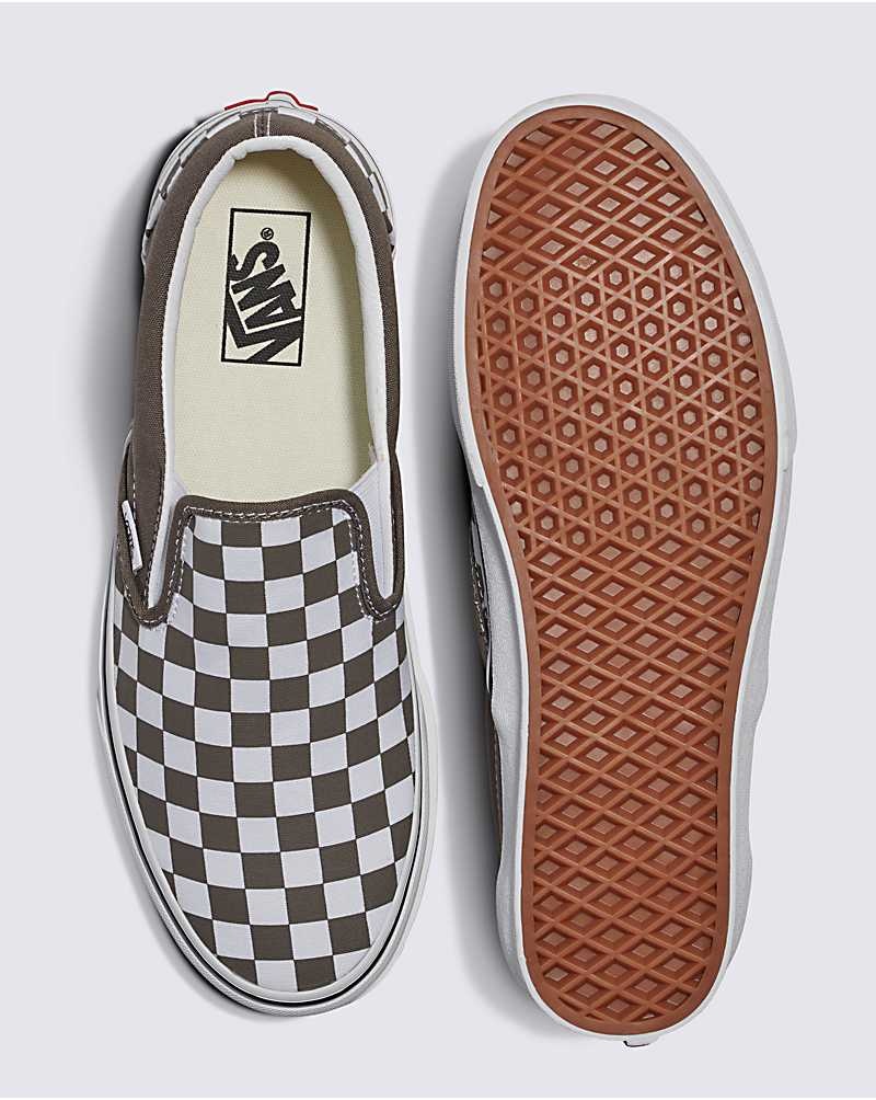 Vans Classic Slip-On Checkerboard Schuhe Herren Khaki | Österreich YBQOKI904