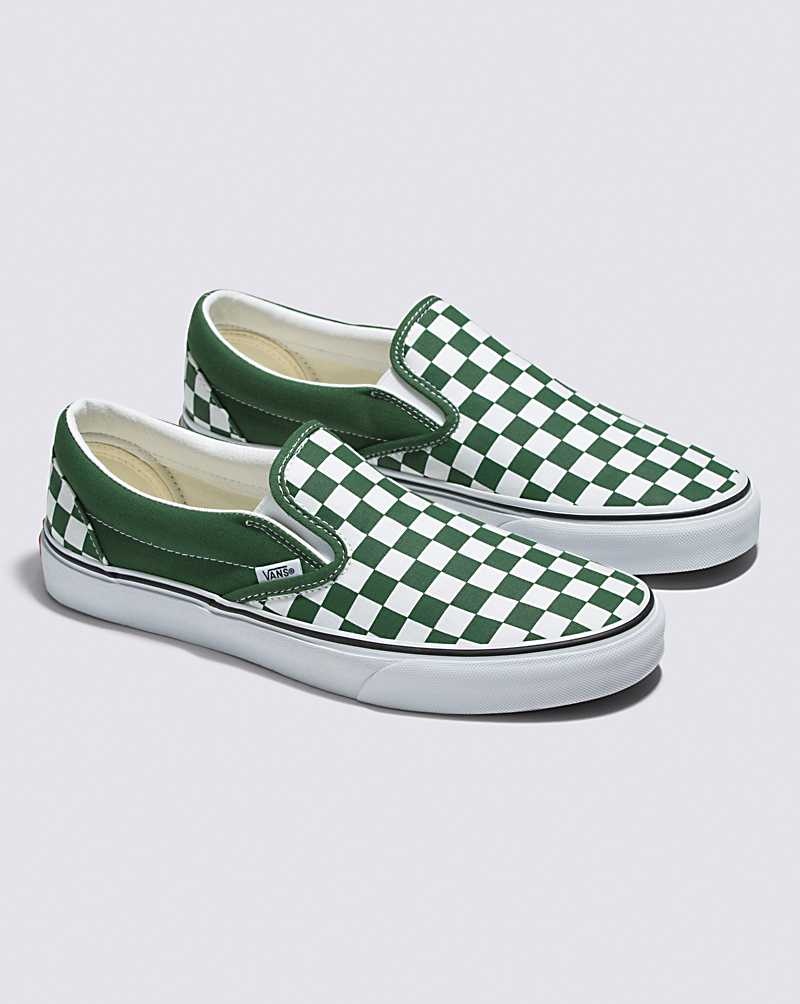 Vans Classic Slip-On Checkerboard Schuhe Herren Grün | Österreich XJBFLH483