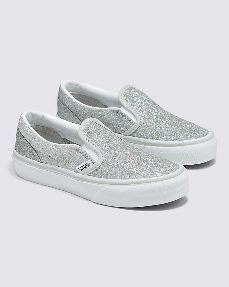 Vans Classic Slip-On Glitter Schuhe Kinder Silber | Österreich TJXMKO210