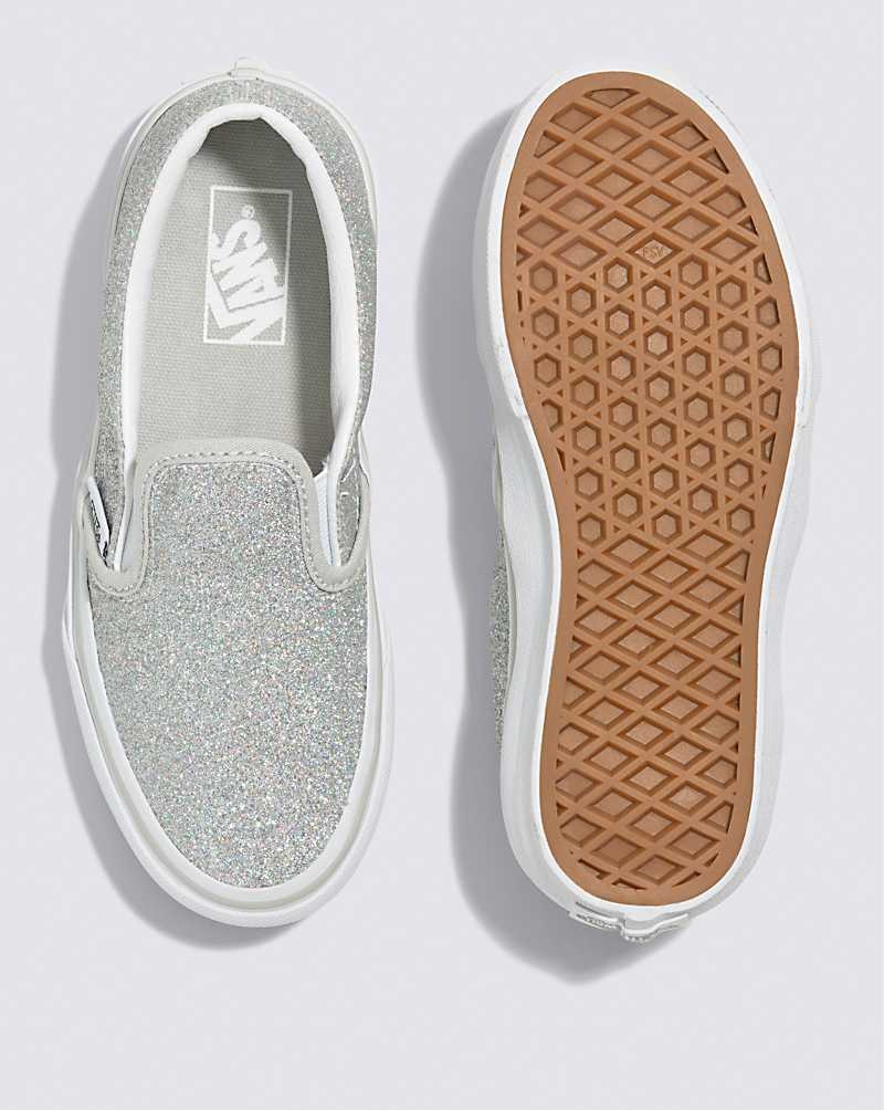 Vans Classic Slip-On Glitter Schuhe Kinder Silber | Österreich TJXMKO210