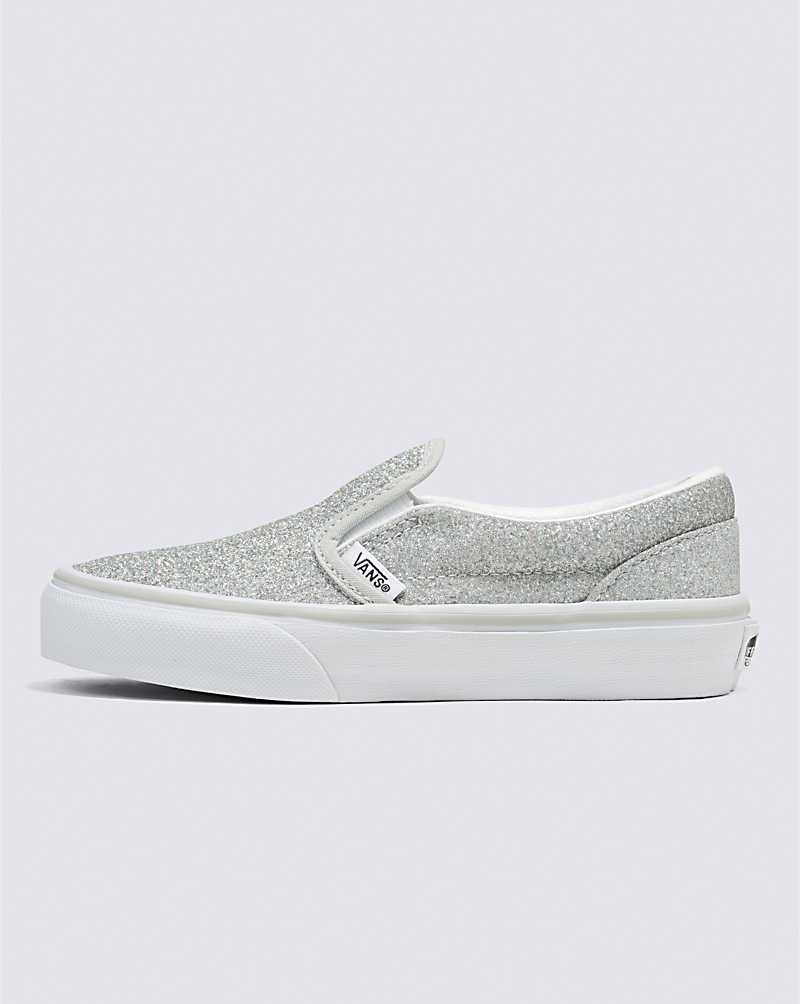 Vans Classic Slip-On Glitter Schuhe Kinder Silber | Österreich TJXMKO210