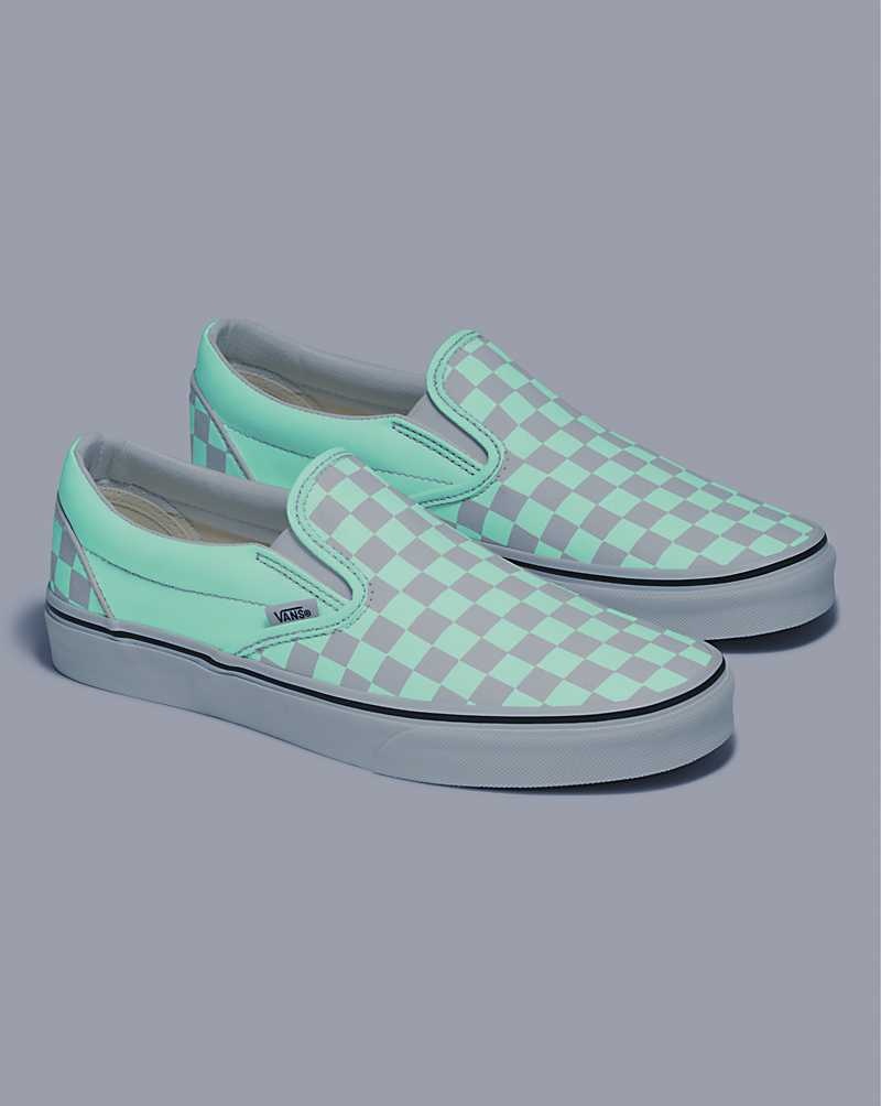 Vans Classic Slip-On Glow Checkerboard Schuhe Damen Weiß | Österreich YSZLAH761