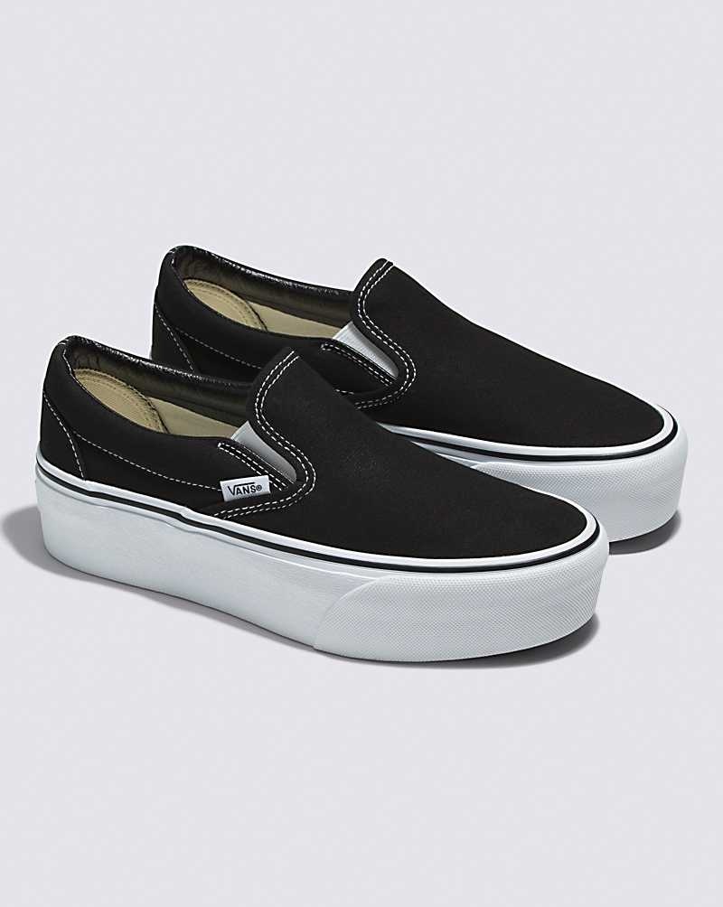 Vans Classic Slip-On Stackform Schuhe Damen Schwarz Weiß | Österreich RZYUHN463