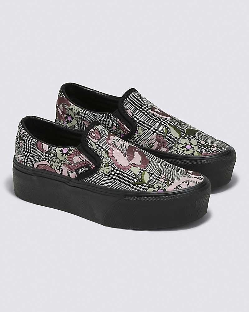 Vans Classic Slip-On Stackform Tapestry Floral Schuhe Damen Schwarz | Österreich KUPFGL409