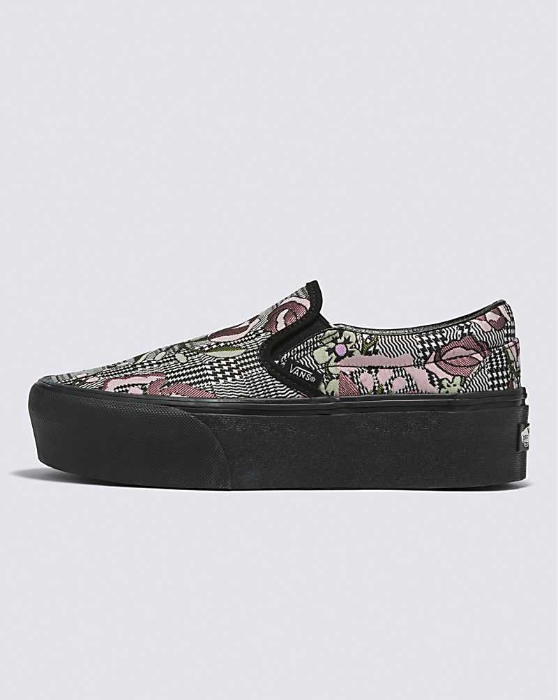 Vans Classic Slip-On Stackform Tapestry Floral Schuhe Damen Schwarz | Österreich KUPFGL409