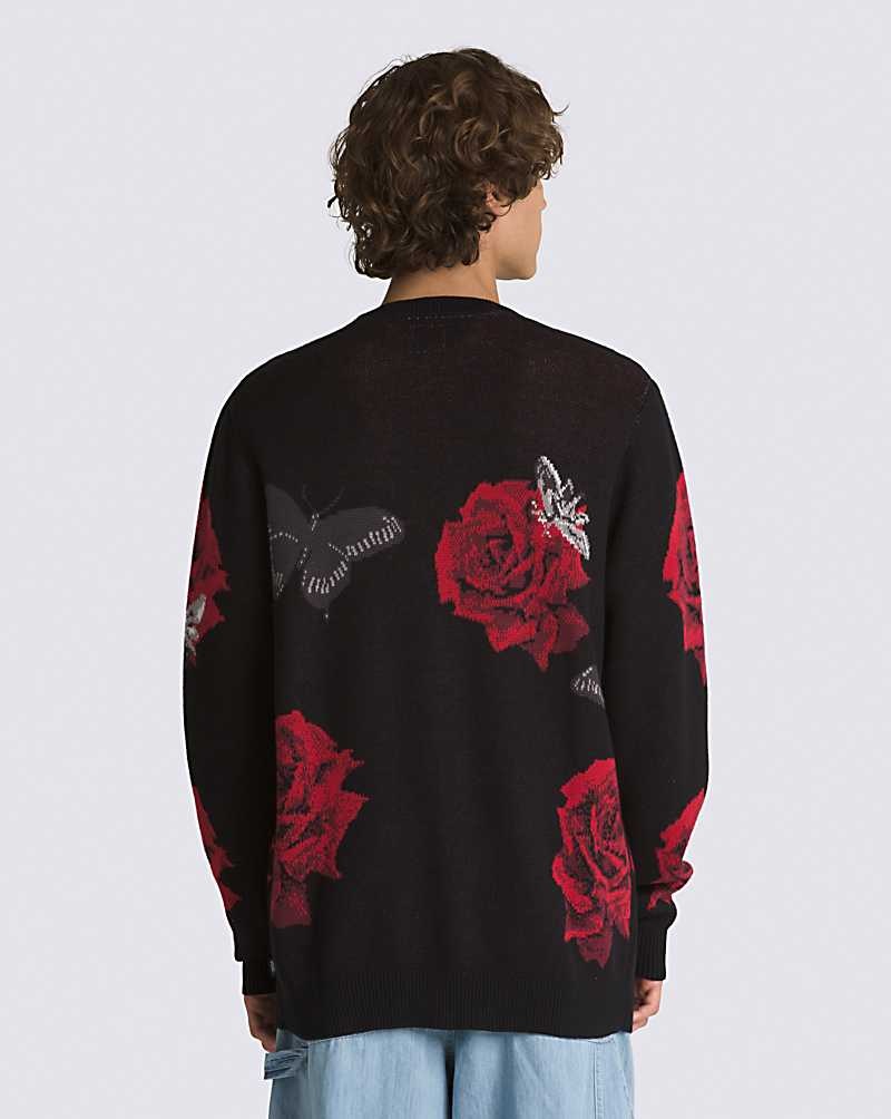 Vans Composite Rose Jacquard Cardigan Pullover Herren Schwarz | Österreich ZWTUVX435