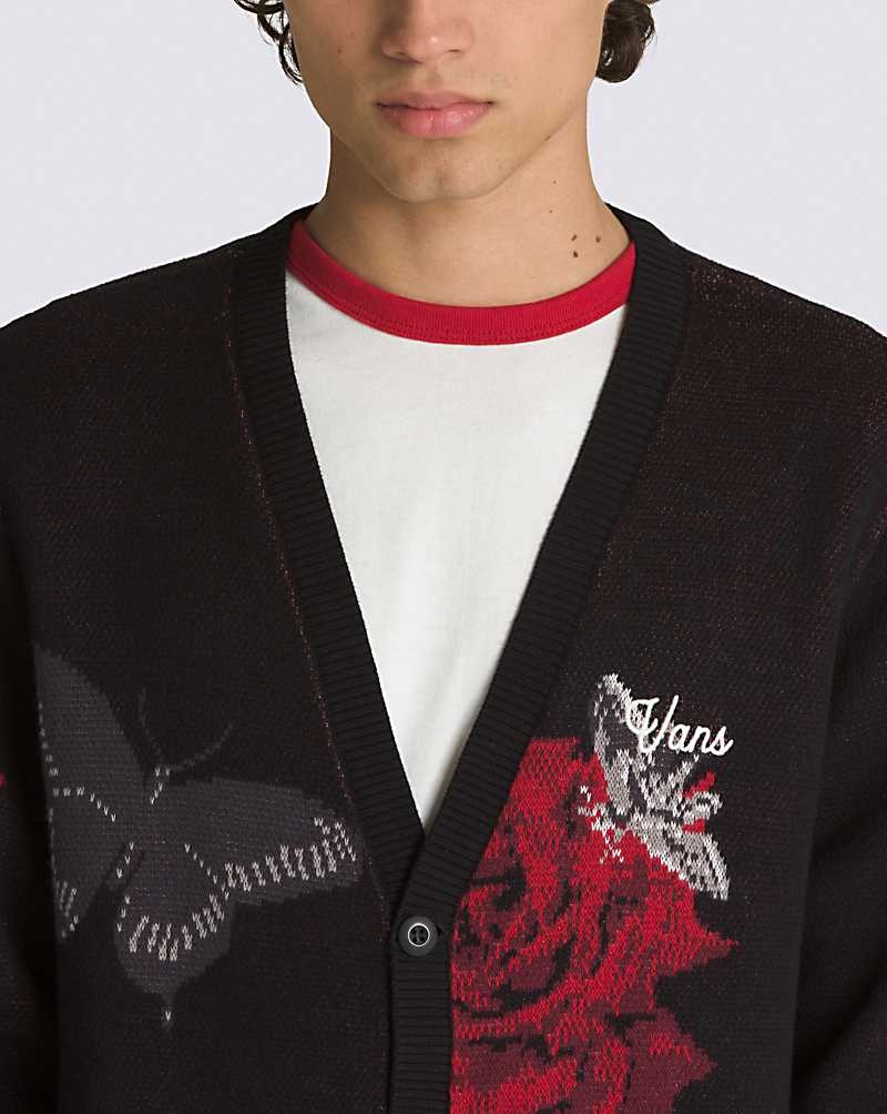 Vans Composite Rose Jacquard Cardigan Pullover Herren Schwarz | Österreich ZWTUVX435