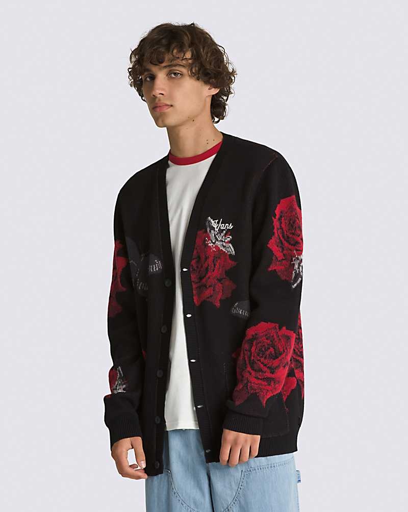 Vans Composite Rose Jacquard Cardigan Pullover Herren Schwarz | Österreich ZWTUVX435