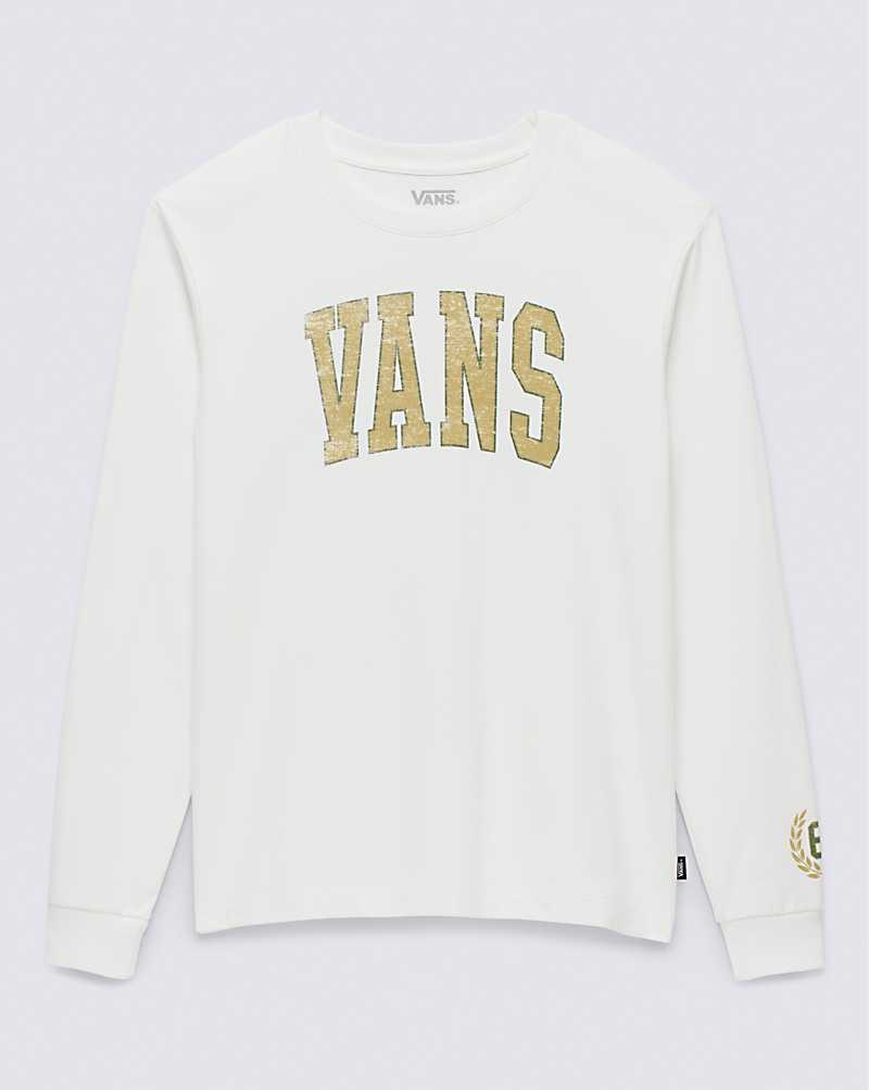 Vans Crest Boyfriend Long Sleeve T-Shirt Damen Weiß | Österreich HAGUJB603