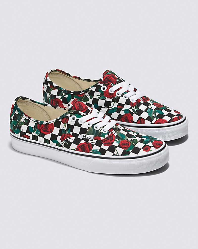 Vans Customs Checkerboard Roses Authentic Schuhe Herren Mehrfarbig | Österreich ISNZDA219