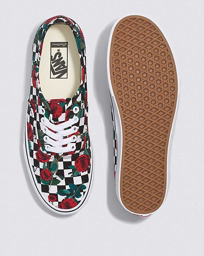 Vans Customs Checkerboard Roses Authentic Schuhe Herren Mehrfarbig | Österreich ISNZDA219