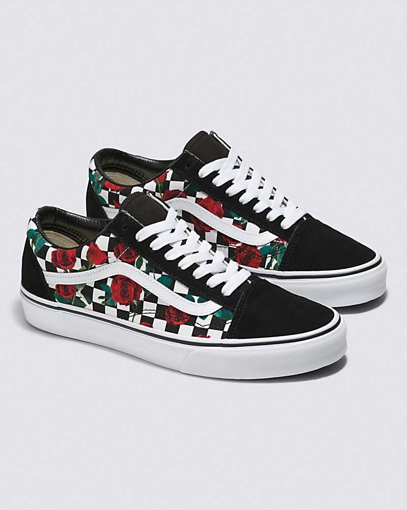 Vans Customs Checkerboard Roses Old Skool Schuhe Damen Mehrfarbig | Österreich KHJIXM837