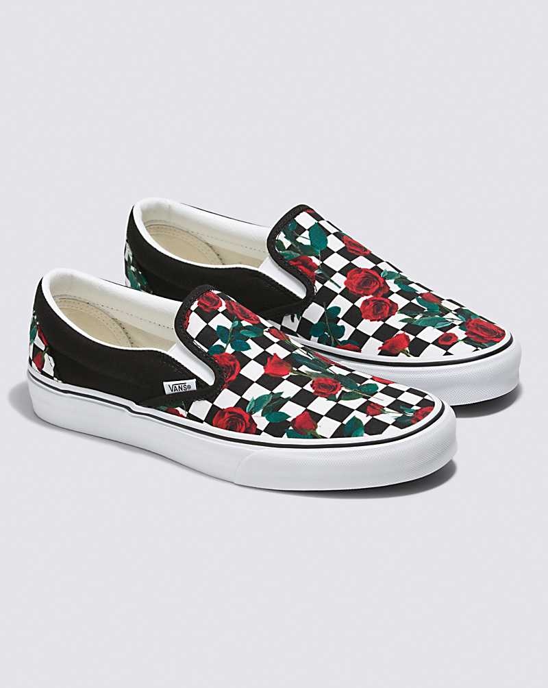 Vans Customs Checkerboard Roses Slip-On Schuhe Damen Mehrfarbig | Österreich GRVICY194