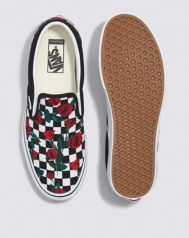 Vans Customs Checkerboard Roses Slip-On Schuhe Damen Mehrfarbig | Österreich GRVICY194