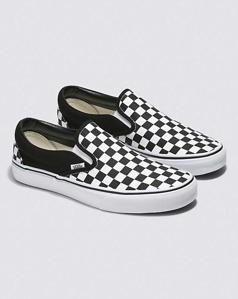 Vans Customs Checkerboard Slip-On Weite Schuhe Herren Schwarz Weiß | Österreich WIDEPS493