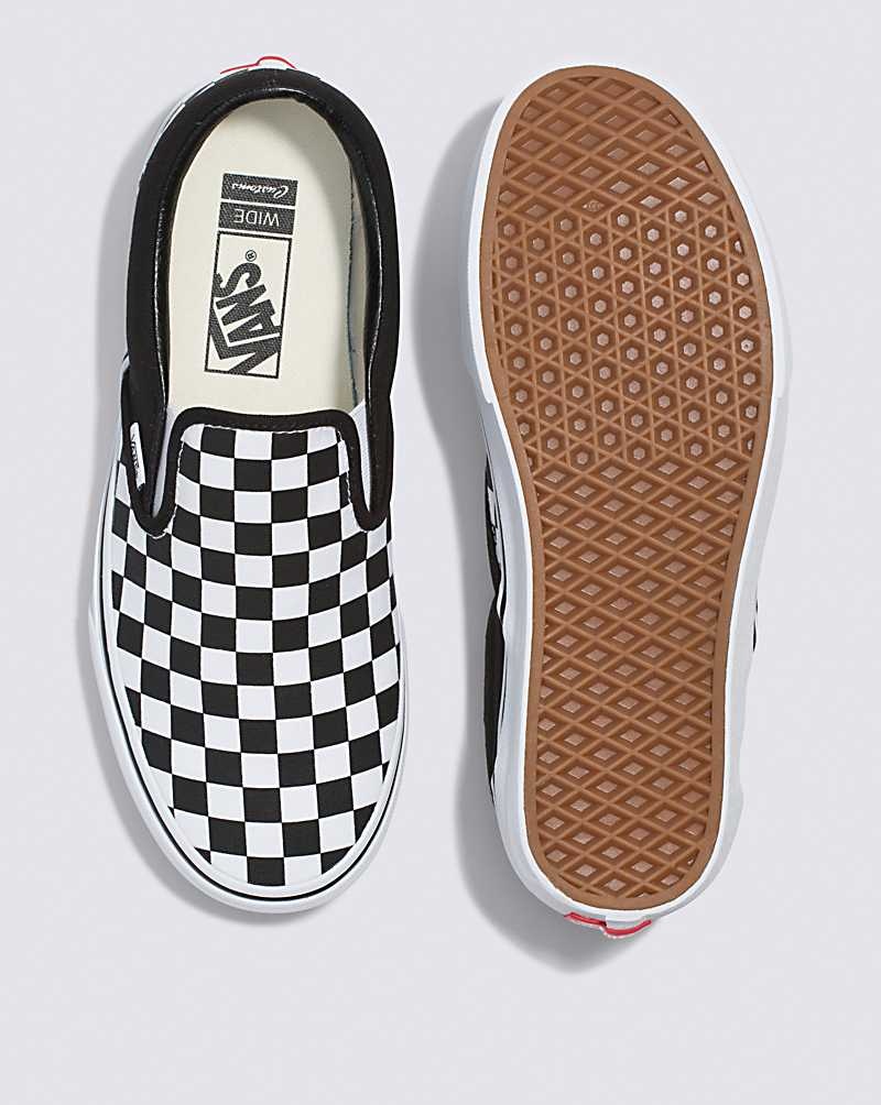 Vans Customs Checkerboard Slip-On Weite Schuhe Herren Schwarz Weiß | Österreich WIDEPS493