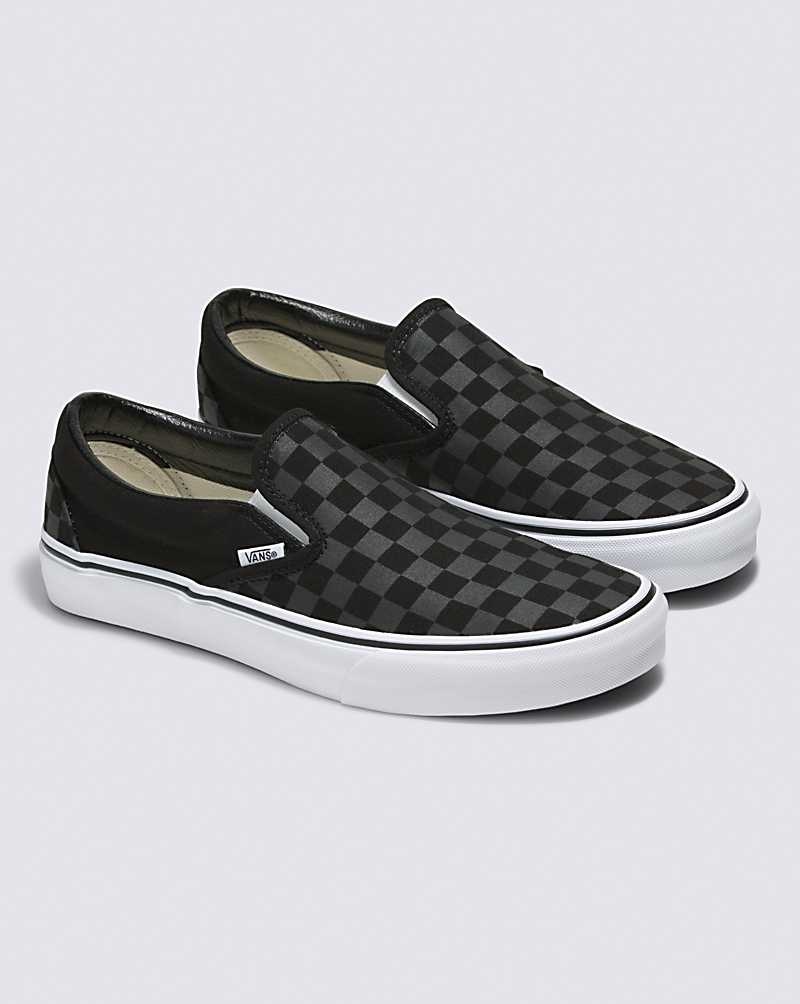 Vans Customs Checkerboard Slip-On Weite Schuhe Herren Schwarz | Österreich FIGPOB268