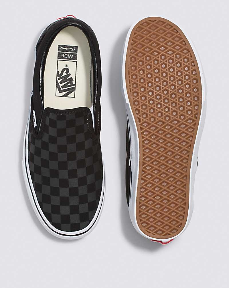 Vans Customs Checkerboard Slip-On Weite Schuhe Herren Schwarz | Österreich FIGPOB268