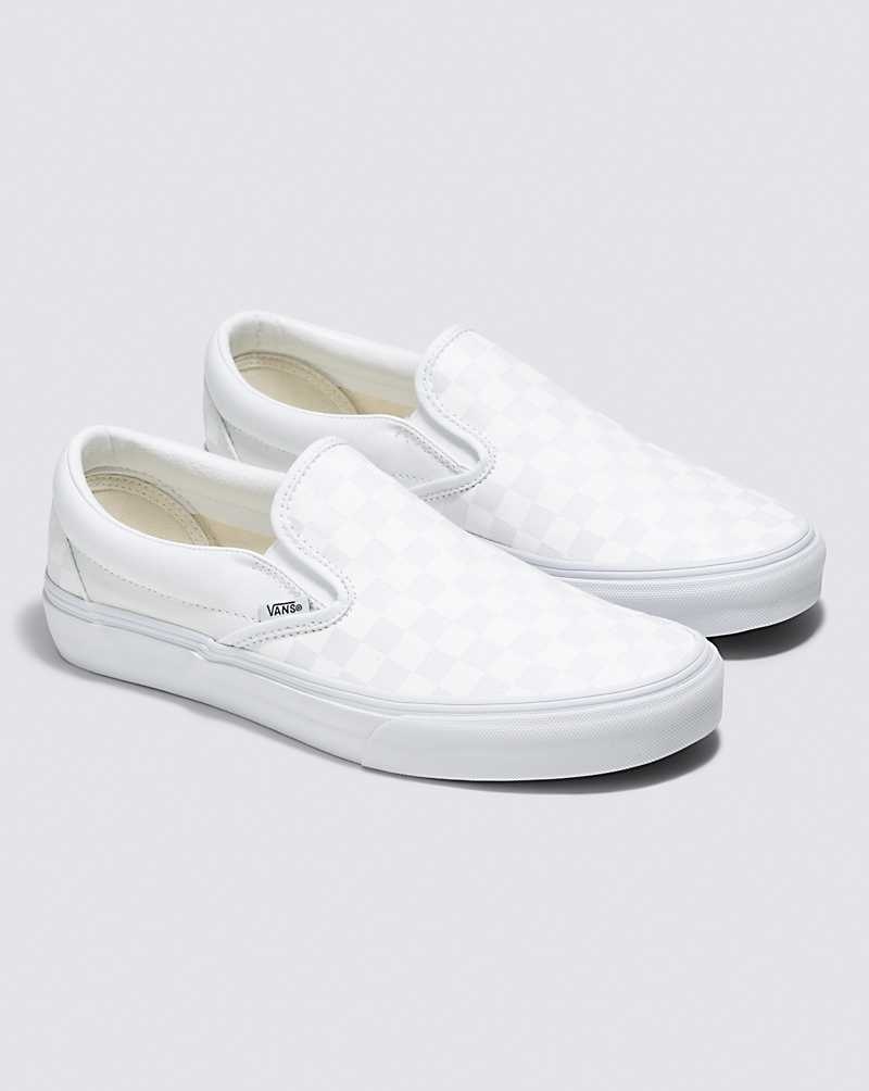 Vans Customs Checkerboard Slip-On Weite Schuhe Damen Weiß | Österreich VAIDTP762