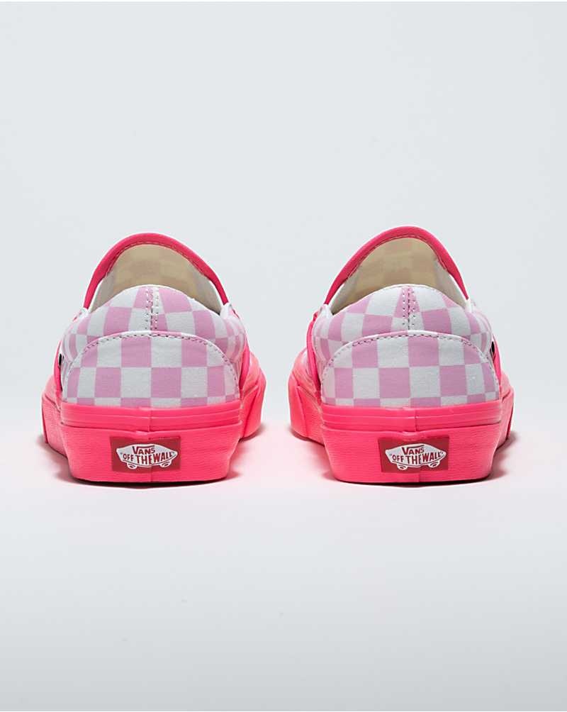 Vans Customs Checkerboard Slip-On Weite Schuhe Damen Rosa Weiß | Österreich SIPAGX671