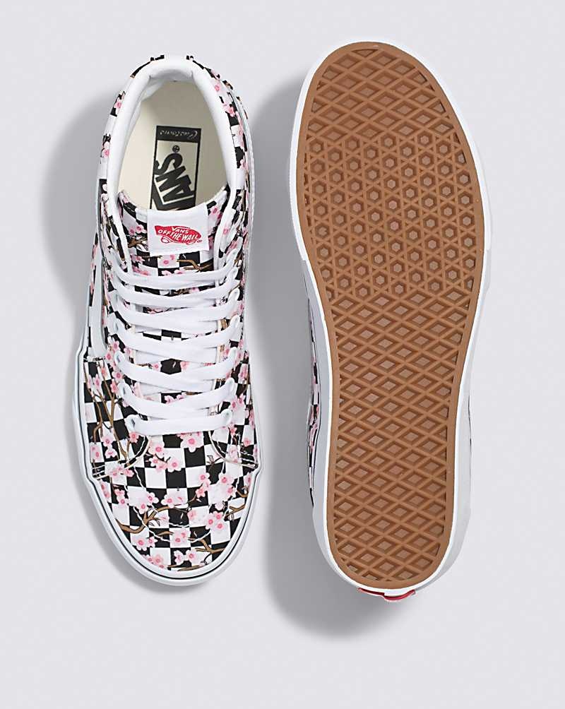 Vans Customs Cherry Blossom Checkerboard Sk8-Hi Schuhe Herren Mehrfarbig | Österreich QTRXEY461