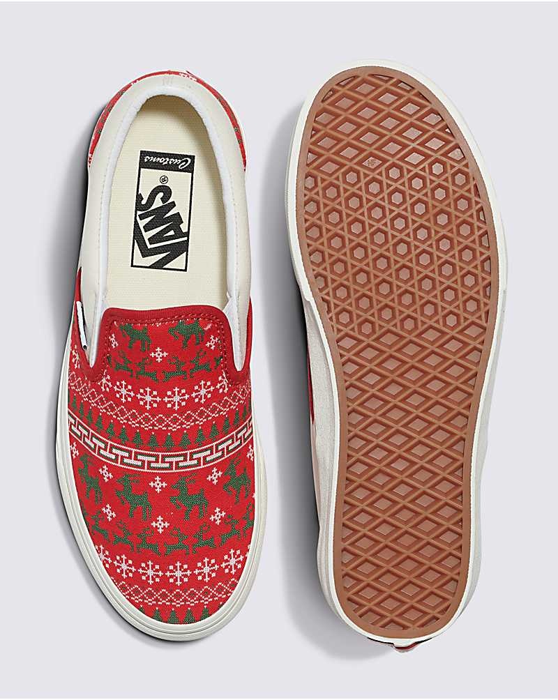 Vans Customs Christmas Pullover Slip-On Schuhe Herren Rot | Österreich MZGKHW361