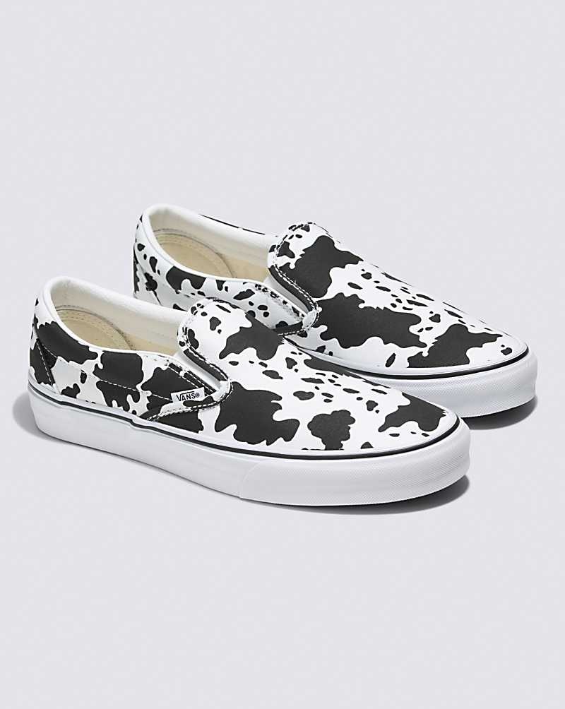 Vans Customs Cow Print Slip-On Schuhe Damen Schwarz Weiß | Österreich DWCOXM092