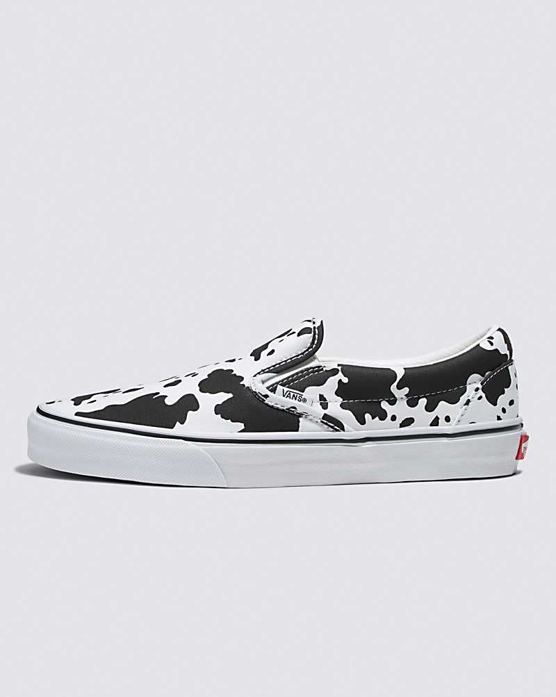 Vans Customs Cow Print Slip-On Schuhe Damen Schwarz Weiß | Österreich DWCOXM092